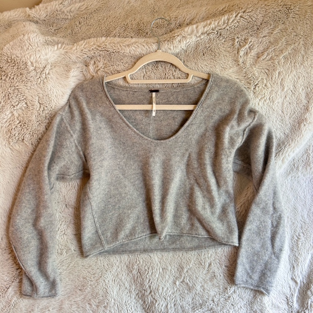 Free People Gray Cashmere Top